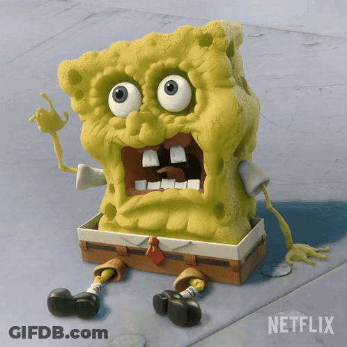 A Picture Of Spongebob From Netflix With A Very Ugly Face GIF