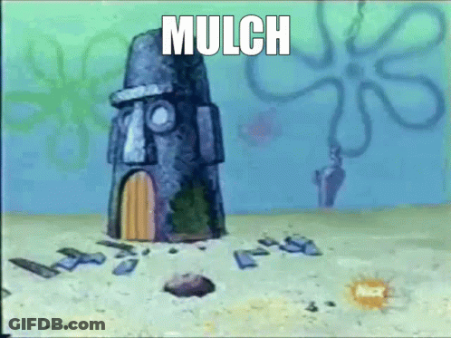 A Picture Of Spongebob Squarepants With The Word Mulch On The Bottom GIF