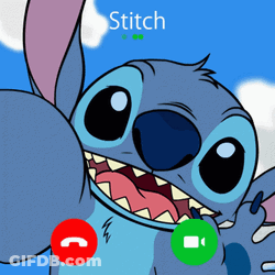 A Picture Of Stitch Talking On A Video Call GIF