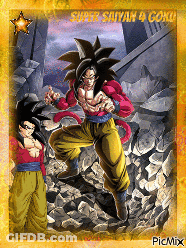 A Picture Of Super Saiyan 4 Goku With A Star GIF