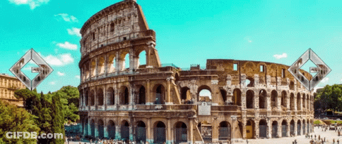 A Picture Of The Colosseum In Rome GIF