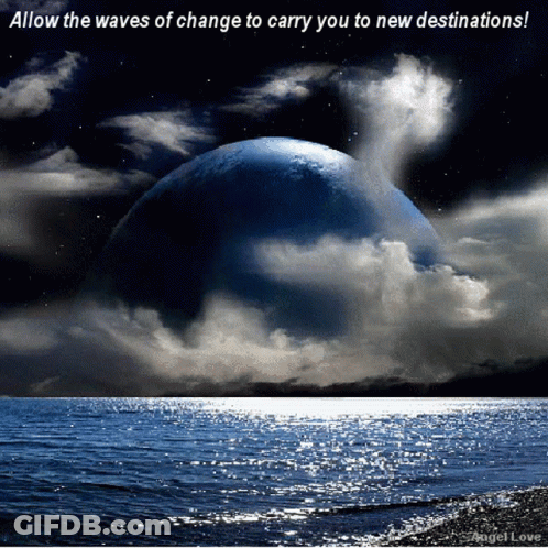 Earth With Waves Of Change Text GIF