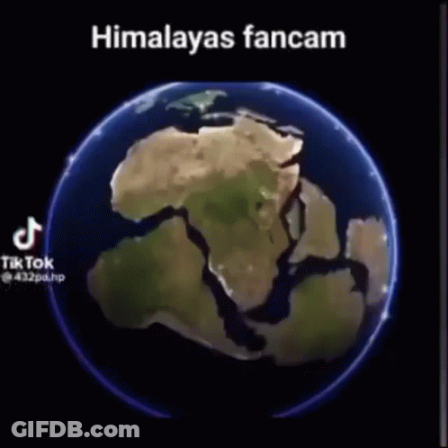 A Picture Of The Earth With The Words `` Himalayas Fancam '' On It . GIF