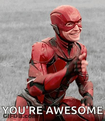 A Picture Of The Flash With The Words You 'Re Awesome Underneath Him GIF