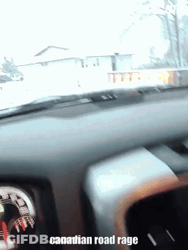 A Picture Of The Inside Of A Car With The Words Canadian Road Rage On The Bottom GIF