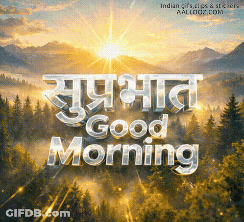 A Picture Of The Sun Shining Through The Trees And The Words Good Morning GIF