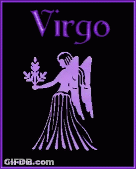 A Picture Of The Virgo Zodiac Sign With A Purple Background GIF