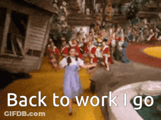A Picture Of The Wizard Of Oz With The Words Back To Work I Go Below It GIF