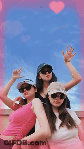 A Picture Of Three Girls With The Words Yazhni U1 Jessica Written Above Them GIF