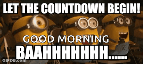 Three Minions With Let The Countdown Begin Caption GIF