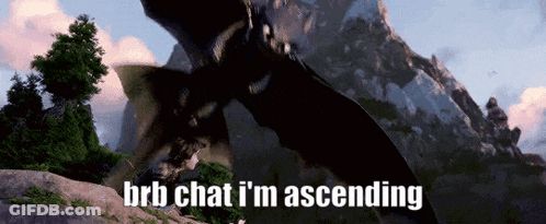 A Picture Of Toothless From How To Train Your Dragon With The Words Brb Chat I 'M Ascending GIF