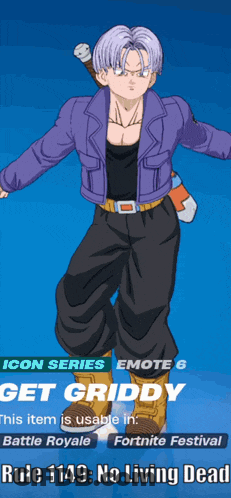 A Picture Of Trunks From Dragon Ball Z With The Words Get Griddy GIF