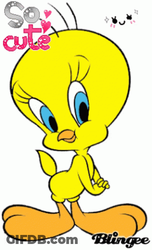 A Picture Of Tweety With The Words So Cute Blingee GIF