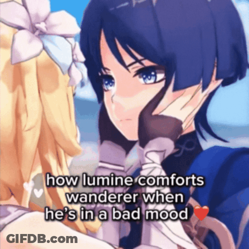 Anime Characters How Lumine Comforts Wandering GIF