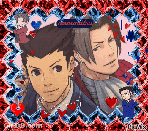 A Picture Of Two Anime Characters With The Name Namumitsu In The Upper Right Corner GIF