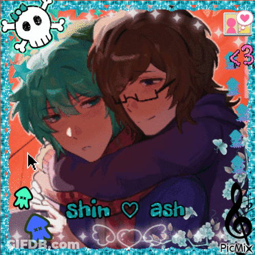 A Picture Of Two Anime Characters With The Name Shin Ash GIF