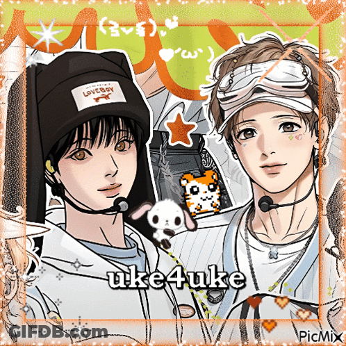 A Picture Of Two Anime Characters With The Name Uke4uke GIF