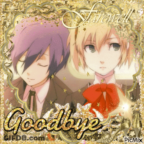 A Picture Of Two Anime Characters With The Words Goodbye In The Corner GIF