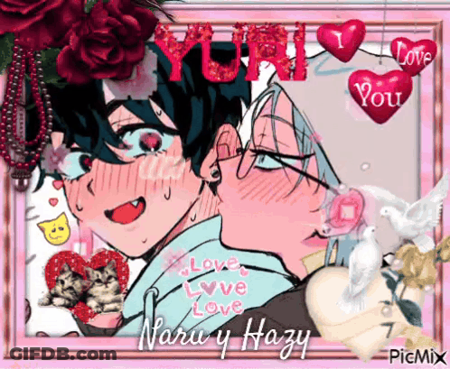 A Picture Of Two Anime Characters With The Words I Love You GIF