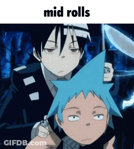 A Picture Of Two Anime Characters With The Words Mid Rolls On Top GIF