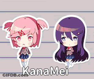 A Picture Of Two Anime Girls With The Name Kanamei On The Bottom GIF