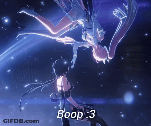 A Picture Of Two Anime Girls With The Words Boop 3 Below Them GIF