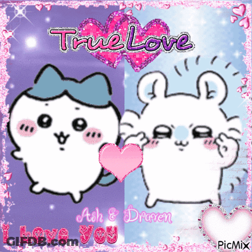 A Picture Of Two Cartoon Characters That Says True Love Ash And Draven GIF