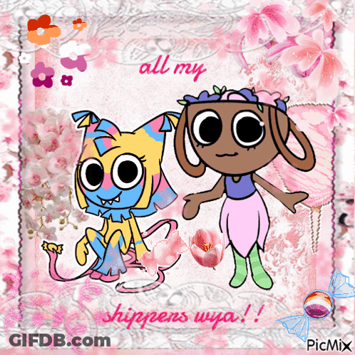 A Picture Of Two Cartoon Characters With The Words " All My Shippens Wya " GIF