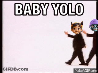 A Picture Of Two Cartoon Characters With The Words Baby Yolo Below Them GIF