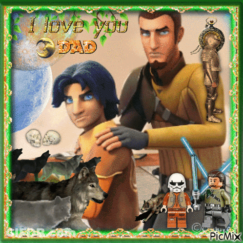 A Picture Of Two Cartoon Characters With The Words I Love You Dad GIF