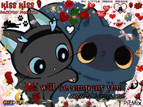 A Picture Of Two Cats That Says Kiss Kiss GIF