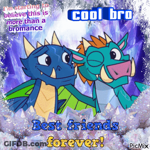 Two Dragons With Best Friends Forever Text GIF