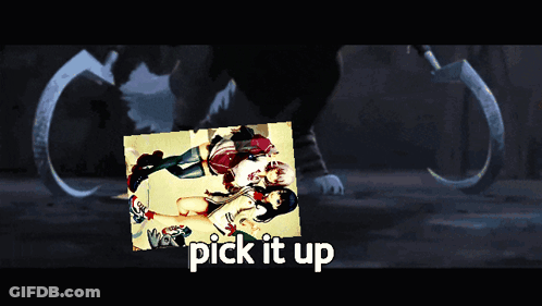 A Picture Of Two Girls With The Words " Pick It Up " Below It GIF