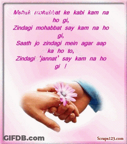 A Picture Of Two Hands Holding A Pink Flower With A Quote In The Background GIF