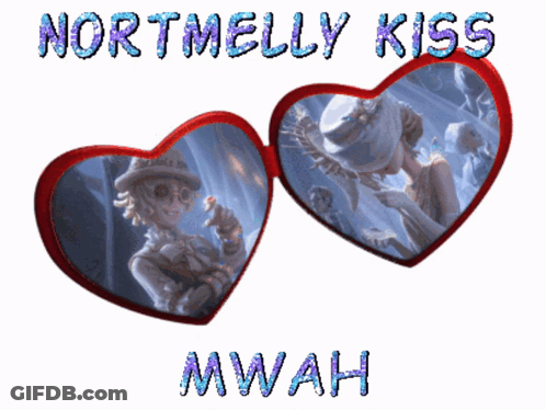 A Picture Of Two Hearts With The Words Northmelly Kiss Written On It GIF