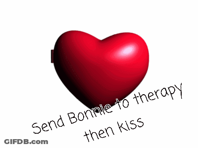 A Picture Of Two Hearts With The Words Send Bonnie To Therapy Then Kiss At The Bottom GIF