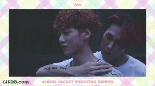 A Picture Of Two Men With The Words " Album Jacket Shooting Behind " On The Bottom GIF