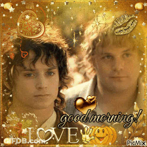 A Picture Of Two Men With The Words Good Morning Love Written On It GIF