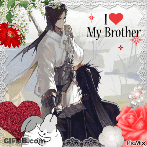 A Picture Of Two Men With The Words " I Love My Brother " GIF