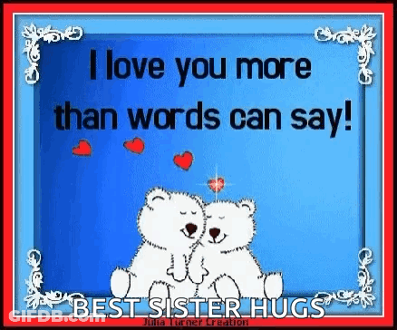 A Picture Of Two Polar Bears Hugging Each Other With The Words `` I Love You More Than Words Can Say '' . GIF