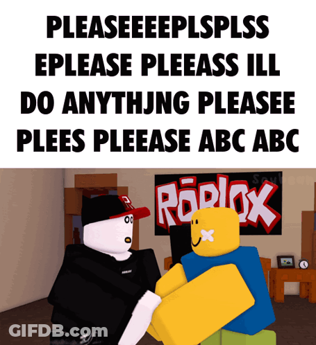 A Picture Of Two Roblox Characters With A Sign Behind Them That Says Roblox GIF
