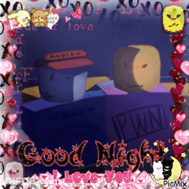 A Picture Of Two Roblox Characters With The Words Good Night I Love You GIF