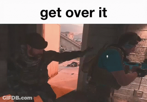 A Picture Of Two Soldiers With The Words Get Over It On The Bottom GIF