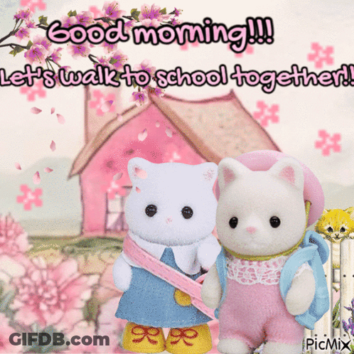 A Picture Of Two Stuffed Animals That Says Good Morning GIF