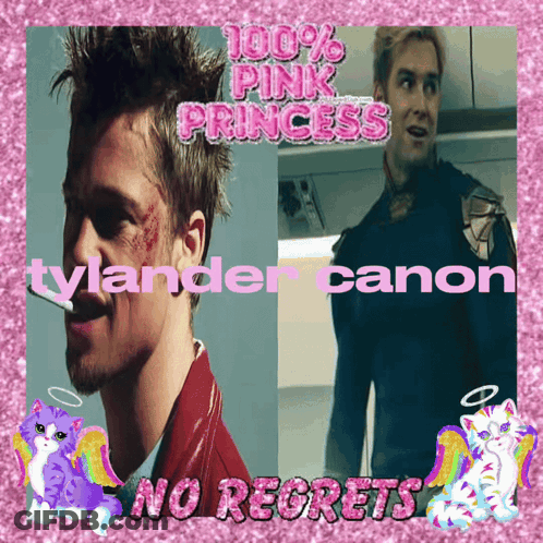A Picture Of Tylander Canon Is Surrounded By Pink Glitter GIF