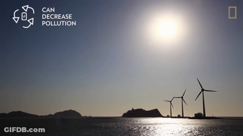 A Picture Of Windmills With The Words Can Decrease Pollution GIF