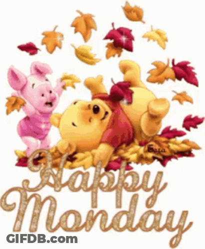 A Picture Of Winnie The Pooh And Piglet With The Words Happy Monday GIF