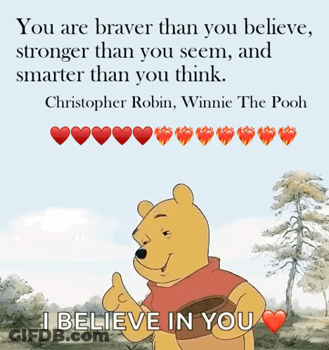 A Picture Of Winnie The Pooh Giving A Thumbs Up And A Quote From Christopher Robin GIF