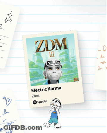 A Picture Of Zdm 'S Electric Karma Album Is On A Piece Of Paper GIF