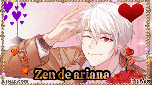 A Picture Of Zen De Ariana With Hearts Around Him GIF